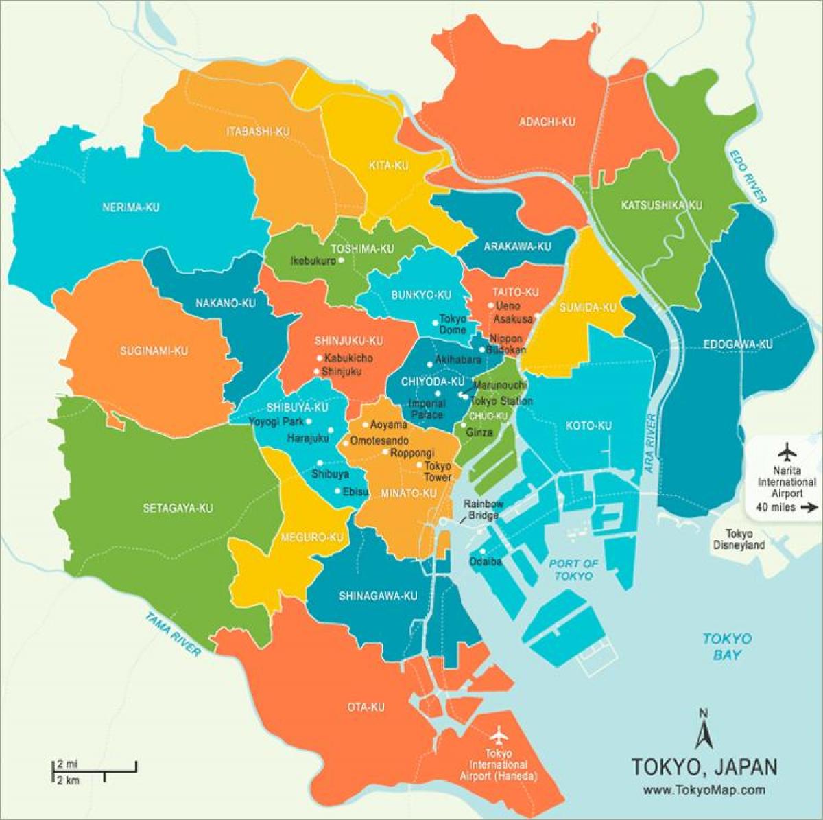 东京地区的地图 地图的东京地区 关东 日本