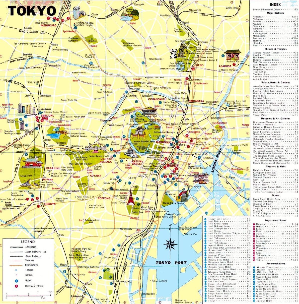东京地图,用于旅游