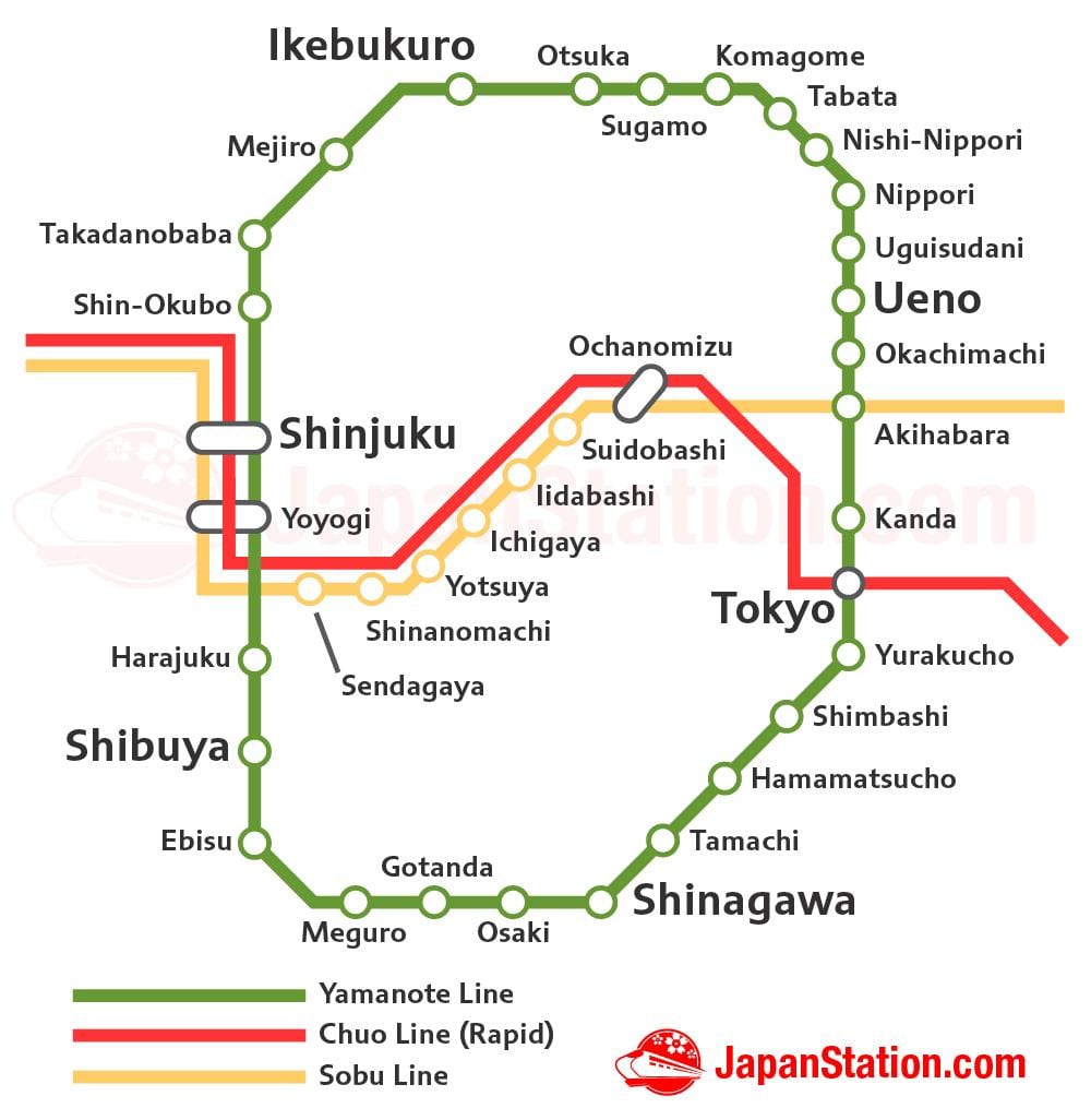 东京山手线的地图