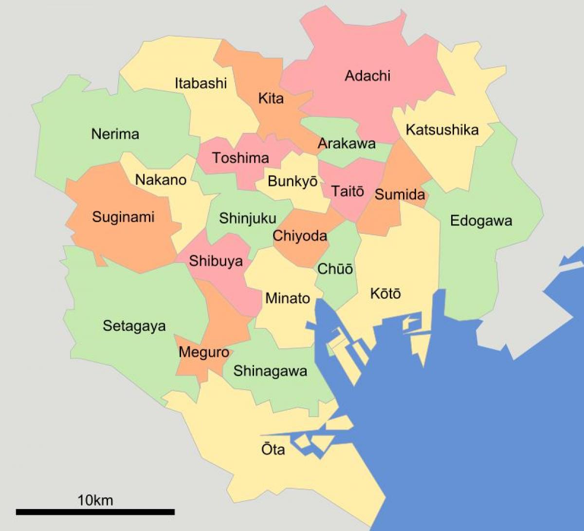 东京地图的地区