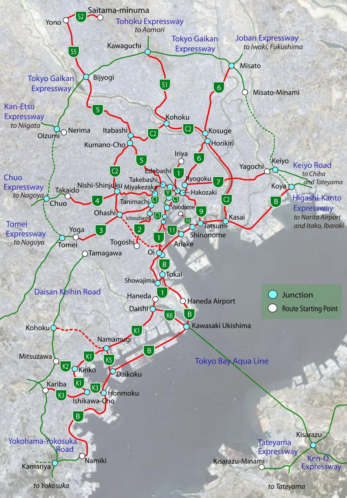 东京地图的高速公路