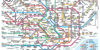 东京的地铁路线图的英语